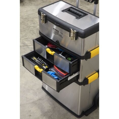 Sealey AP855 Mobile Stainless Steel/Composite Toolbox with 3 Compartments