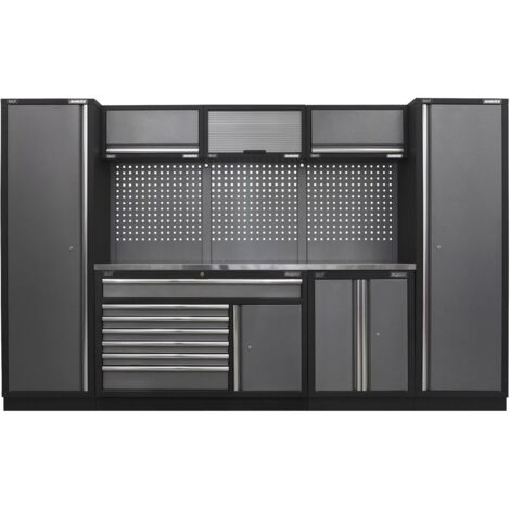 Sealey Superline PRO&reg Storage System with Stainless Steel Worktop 3.24m APMSSTACK13SS