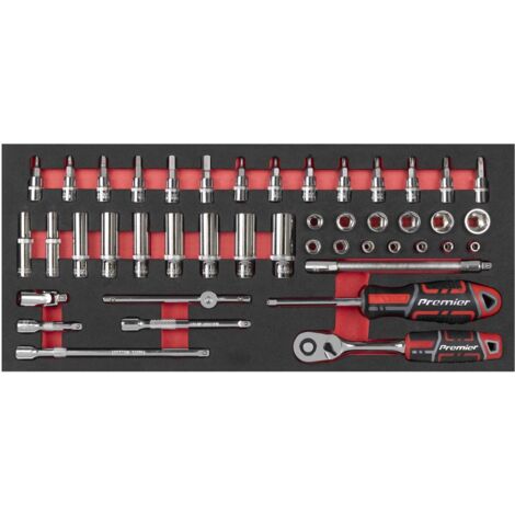 Sealey TBT40 Socket Set with Tool Tray 1/4""Sq Drive 44pc