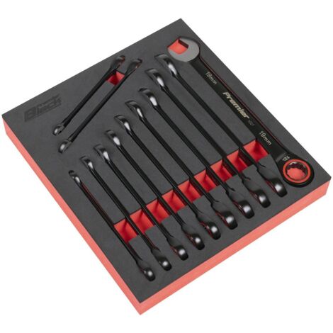 Sealey AK63940B Premier Black Combination Ratchet Spanner Set 12pc (1/4)