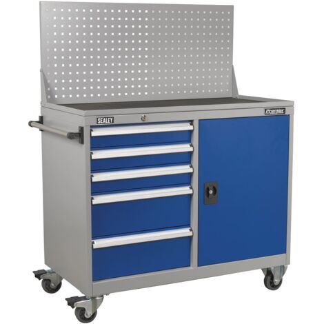 Sealey API1103A Premier Industrial&trade Mobile Workstation with 5 Drawers & 1 Shelf (1/5)