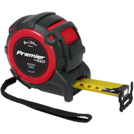 Sealey AK9851 Premier Metric/Imperial Tape Measure Extra-Wide Blade 8m(26ft) x 32mm (1/4)