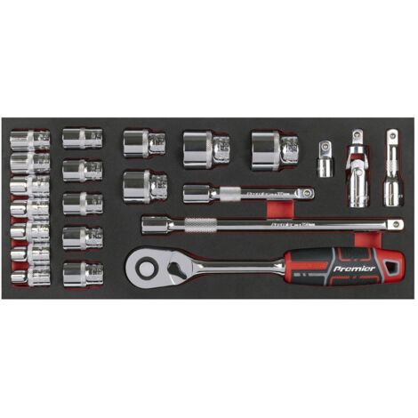 Sealey TBT42 Socket Set with Tool Tray 1/2""Sq Drive 22pc