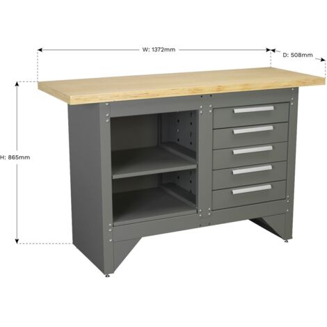 Sealey AP2030BB Heavy-Duty Workbench with 5 Drawers