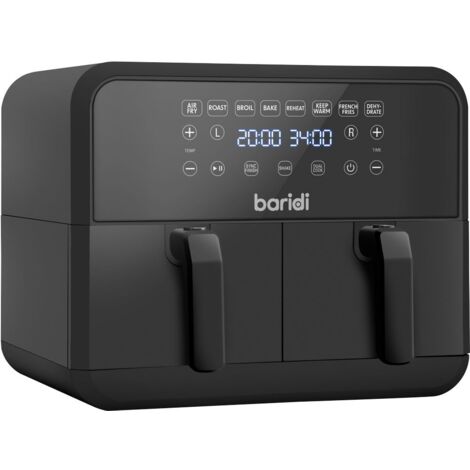 Baridi DH172 Dual Zone Air Fryer with 8 Preset Functions 8L Capacity
