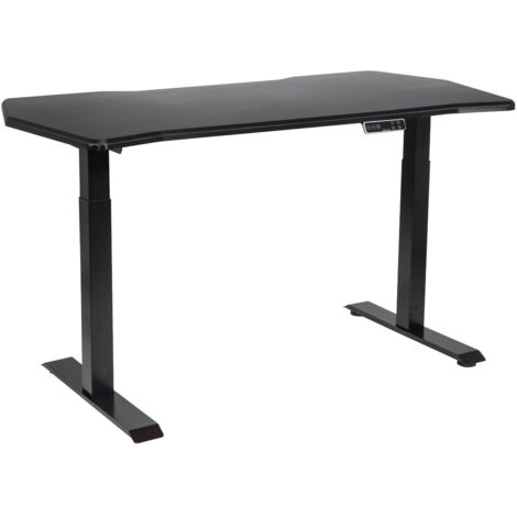 Dellonda DH241 Carbon Fibre Effect Electric Height Adjustable Standing Desk, 1400 x 700mm Dual Motor 100kg (1/5)