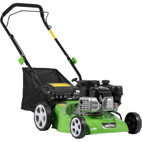 Dellonda DG100 Hand-Propelled Petrol Lawnmower Grass Cutter, 127cc 16""/41cm 4-Stroke