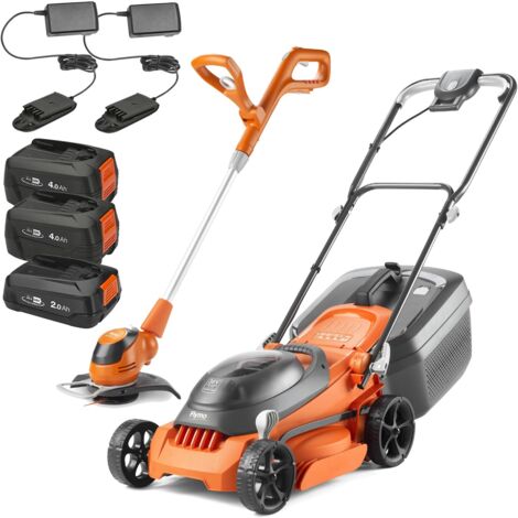Flymo 36V EasiStore 340R Cordless Lawnmower 34cm Twin Grass Trimmer 3x Batteries (1/5)