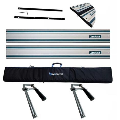 2x Makita 1.5m Guide Rails DSP600 Plunge Saw + Pair Clamps + Bag + Connector