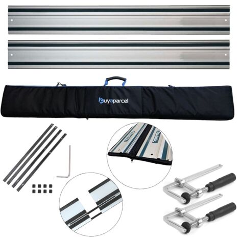 2x 1.5m guide rail for Festool Makita Metabo plunge saw – Includes heavy duty bag, connectors, clamps – For precise cutting of sheet materials – Buyaparcel (1/5)