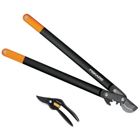 Fiskars L78 112590 PowerGear Bypass Loppers 50mm Max Cut + P26 Pruner Secateurs