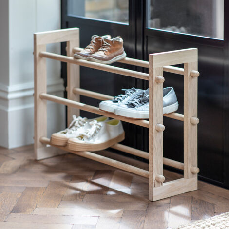Garden Trading Hambledon Wooden Shoe Rack Storage Shelves 9 Pairs (1/2)
