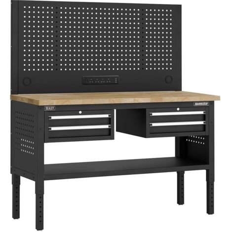 Sealey APMWB60COMBO3W Superline PRO Modular Workbench with 4 Drawers Wooden Worktop 1525mm
