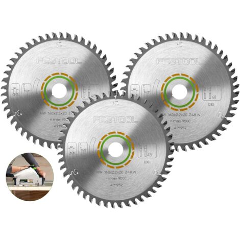 Festool 160mm 48 Tooth Plunge Saw Blade X3 Fine Wood Cut TS55 R TSC55 ATF55 AP55