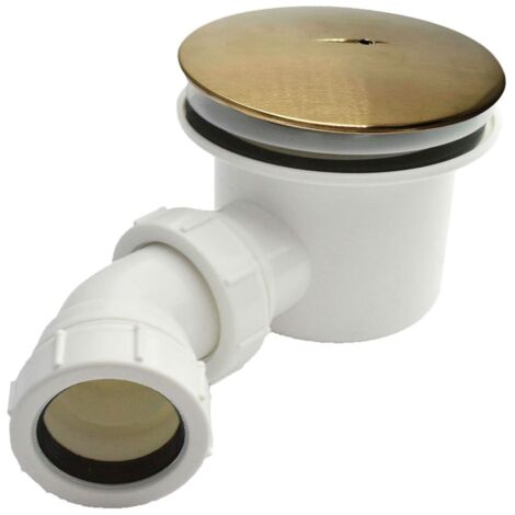 Brushed Brass 90mm Shower Waste Rapid Fast Flow Domed Top Finish Trap Tray