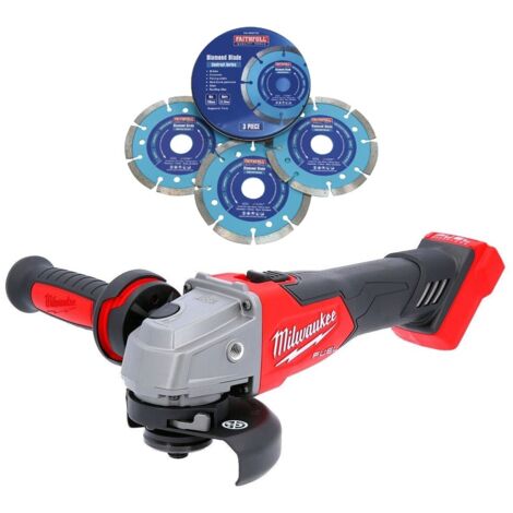 Milwaukee FUEL Brushless Angle Grinder 18V Cordless M18FSAG115X-0 + X3 Blades (1/5)