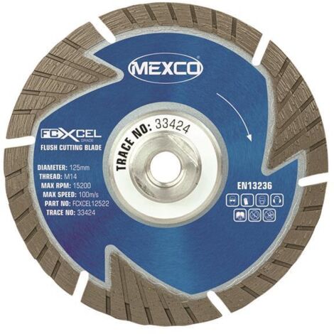 MEXCO FCXCEL12522 FCXCEL Grade Flush Cut Diamond Blade 125 x 22mm MEXFCXL125 (1/2)