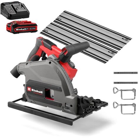 Einhell Professional 18v Brushless Plunge Circular Saw TP-PS 18/165 + 4AH + Rail