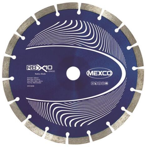 MEXCO RBX1023022 RB X10 Radius / Curve Cutting Diamond Blade 230 x 22.23mm (1/2)