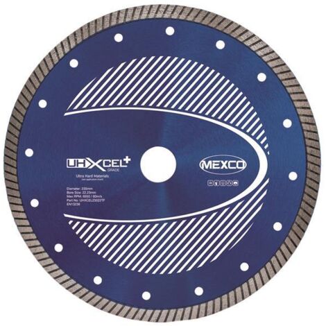 MEXCO UHXCEL23022TF UHXCEL+ Ultra Hard Plus Diamond Blade 230 x 22mm MEXUHXL230T (1/2)