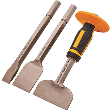 Roughneck Bolster & Chisel Set in Tool Roll with Interchangable Guard ROU31935 (1/3)