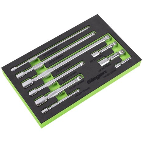 Sealey S01292 Extension Bar Set 1/4"", 3/8"" & 1/2""Sq Drive 9pc