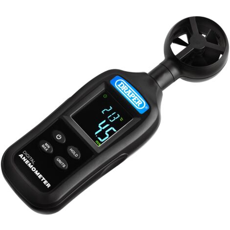 Draper Handheld Digital Anemometer - Wind Speed and Temperature Meter, 0.4-30m/s and -20 to +70°C (1/2)