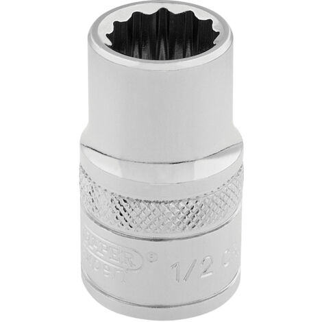 Draper 1/2" Drive 12-Point Hi-Torq Socket, 3/8" Square Drive, Imperial, Polished Chrome, Model 49387 (1/5)