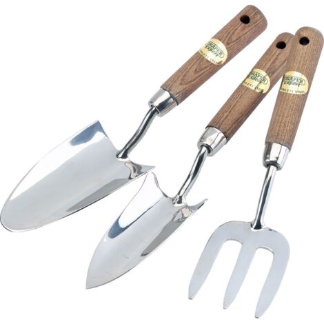 Draper 09565 Draper Heritage Stainless Steel Hand Fork and Trowels Set with Ash Handles (3 Piece) (1/7)