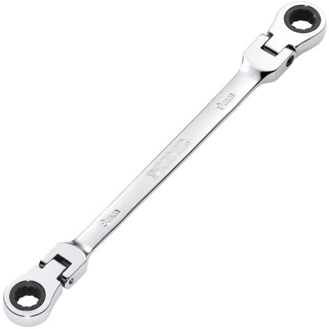 Draper Metric 8 x 9mm Flexible Head Double Ring Ratchet Spanner Chrome 27744
