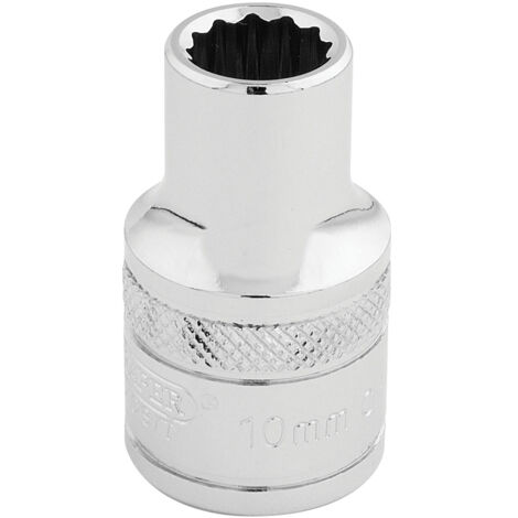 Draper 10mm 12-Point Socket, 1/2" Square Drive, Metric, Polished Chrome, Model 33093 (1/5)