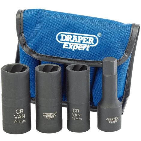 Draper 09539 Draper Expert Wheel Nut Double Impact Socket Kit, 1/2"" Sq. Dr. (4 Piece) (1/5)