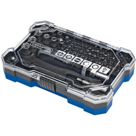Draper 13442 Soft Grip Ratchet Screwdriver and Bit Set (55 Piece) (1/2)