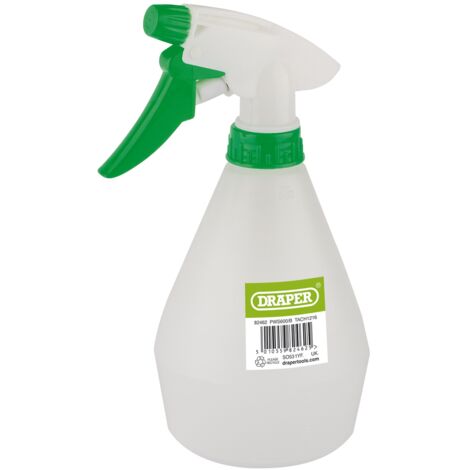 Draper – Mini plastic water spray bottle 500ml – Trigger action for cleaning and gardening – Compatible with various liquids – SKU 82462 (1/2)