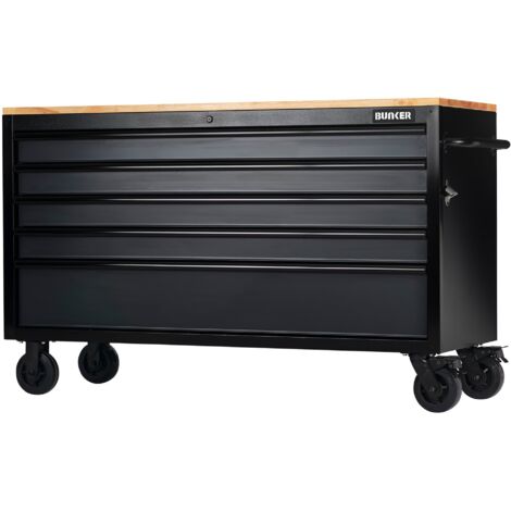 Draper 28343 BUNKER 5 Drawer Workbench Roller Tool Cabinet, 61"", Grey
