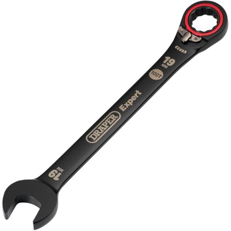 Draper 03909 Draper Expert HI-TORQ Metric Reversible Ratchet Combination Spanner, 19mm, Black (1/2)