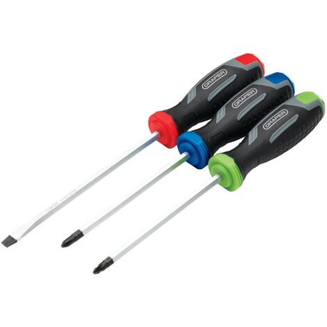 Draper POUND THRU Soft Grip Screwdriver Set (3-Piece) - Durable and Versatile Hand Tools for Home and Professional Use (1/2)