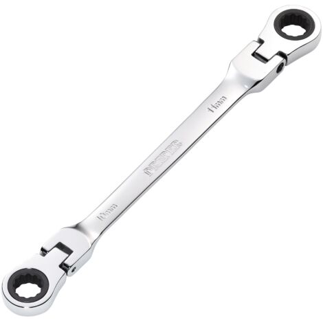 Draper Metric 10 x 11mm Flexible Head Double Ring Ratchet Spanner Chrome 27745