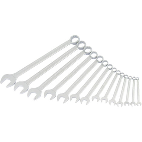 Draper long metric combination spanner set 8-32mm – 14 pieces – Chrome vanadium steel – Polished bi-hexagon ring – Offset jaw for tight spaces – Elora (1/5)