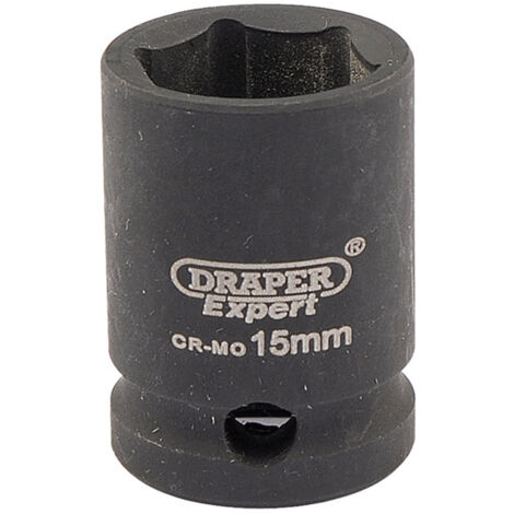 Draper Expert HI-TORQ® 15mm Metric Impact Socket for 3/8" Drive - Heavy-Duty Impact Socket in 3/8" Square Drive, Model 06875