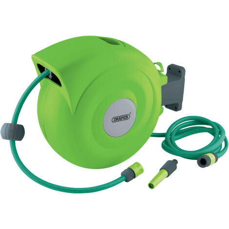 Draper Wall-Mounted Retractable Garden Hose Reel with Auto Rewind, 20M Length for Easy Watering