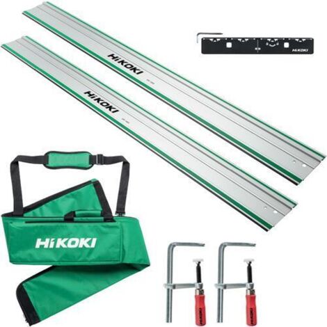 Hikoki – Plunge saw guide kit GR1600KIT – 2 x 1600mm rails with clamps – Splinter protection for clean cuts – Carry bag included (1/2)