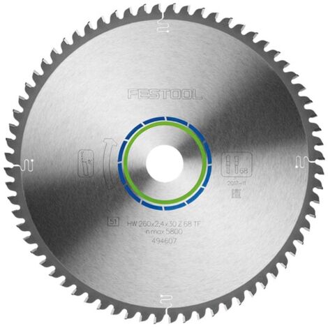 Festool 260mm x 30mm 68 Tooth Durable Aluminium Plastic Saw Blade HW TF68 KS120