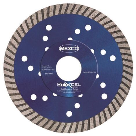 MEXCO DTXCEL11522 XCEL Grade Dual Purpose Turbo Diamond Blade 115 x 22mm (1/2)