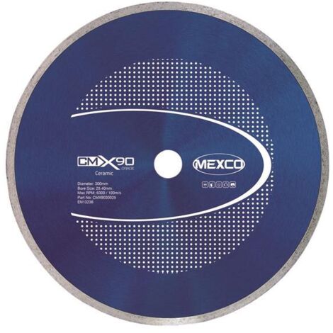 MEXCO CMX9030025 X90 Grade Ceramic Materials Diamond Blade 300 x 25.4mm (1/2)