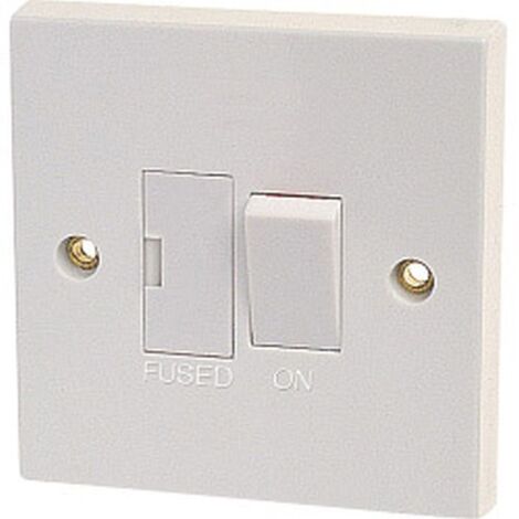 Dencon 13A Switched Fused Spur - White Moulded Plastic (1/2)