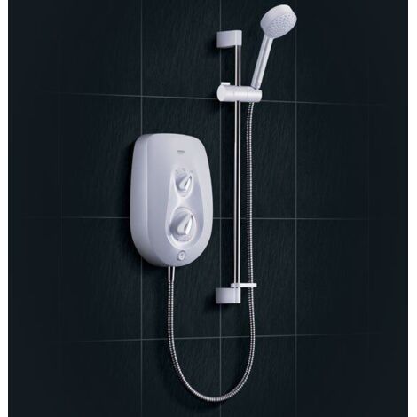 Mira Vie Electric Shower 8.5kW White Chrome + Riser Rail 1.1788.004 RP Mira GO (1/5)