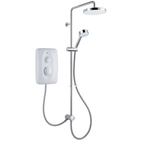 Mira Jump Dual Twin Head Handset Electric Shower 10.5kw White Chrome Bathroom (1/5)