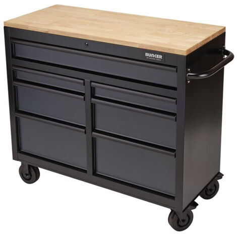 Draper 08216 BUNKER 7 Drawer Workbench Roller Tool Cabinet, 41"", Grey (1/3)