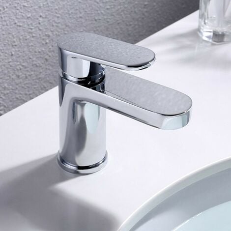 Chrome Compact Cold Eco Start Round Mono Basin Mixer Tap + Clicker Waste WRAS